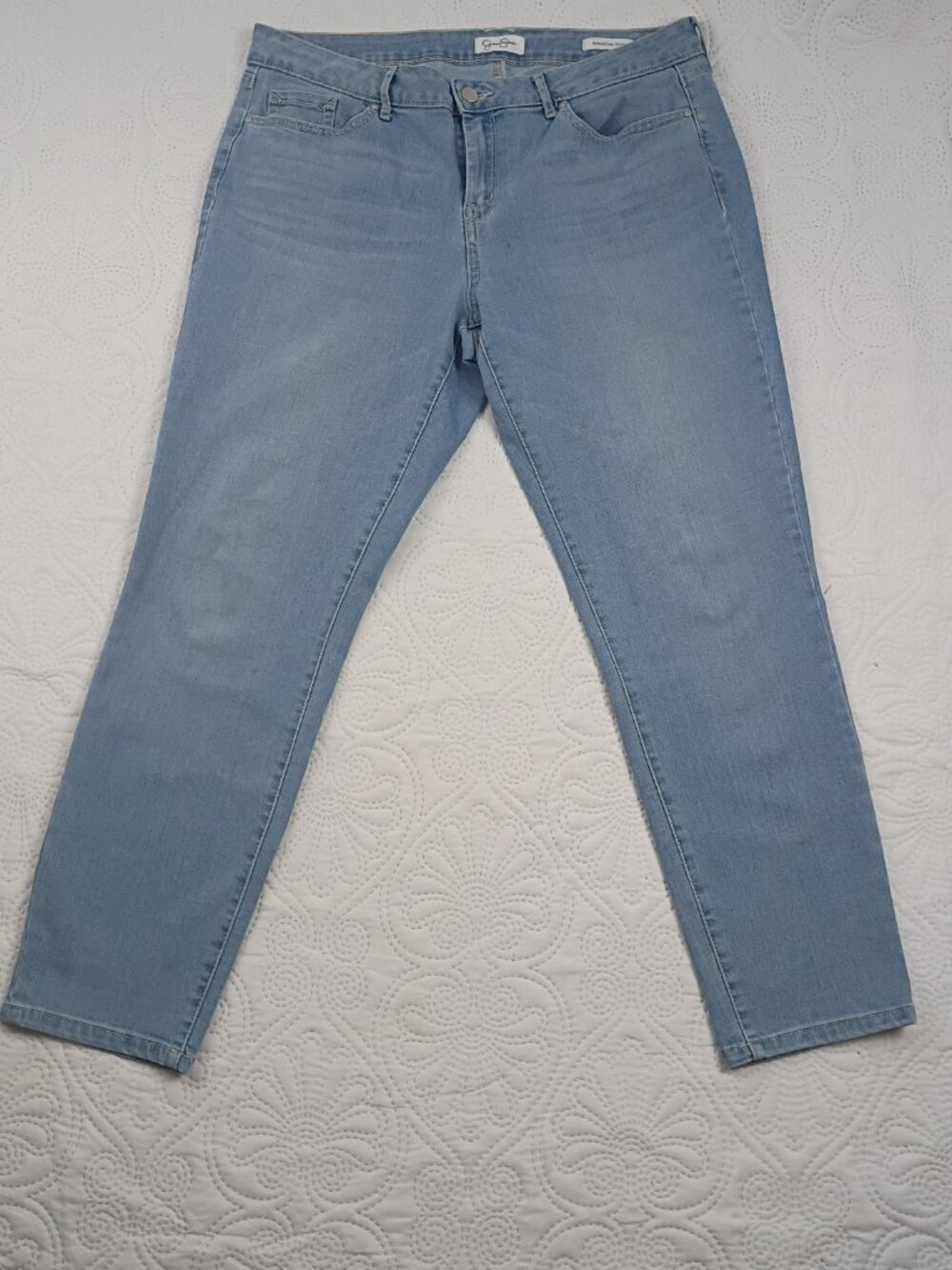 Jessica Simpson Rolled Crop Skinny Jeans Light Wash Mid Rise Stretch Size 14/32